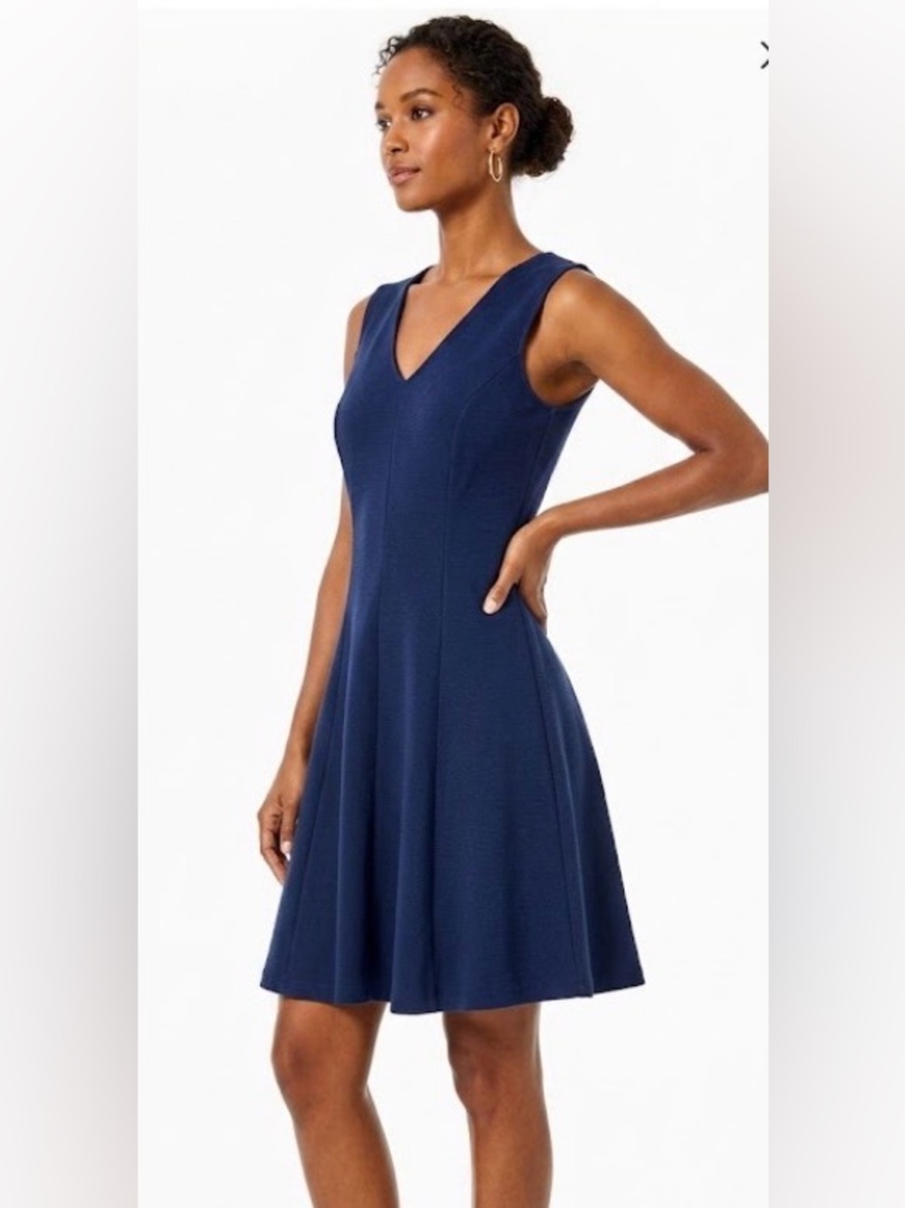 Lilly Pulitzer Navy Sleeveless V-Neck Dress (Size-S)